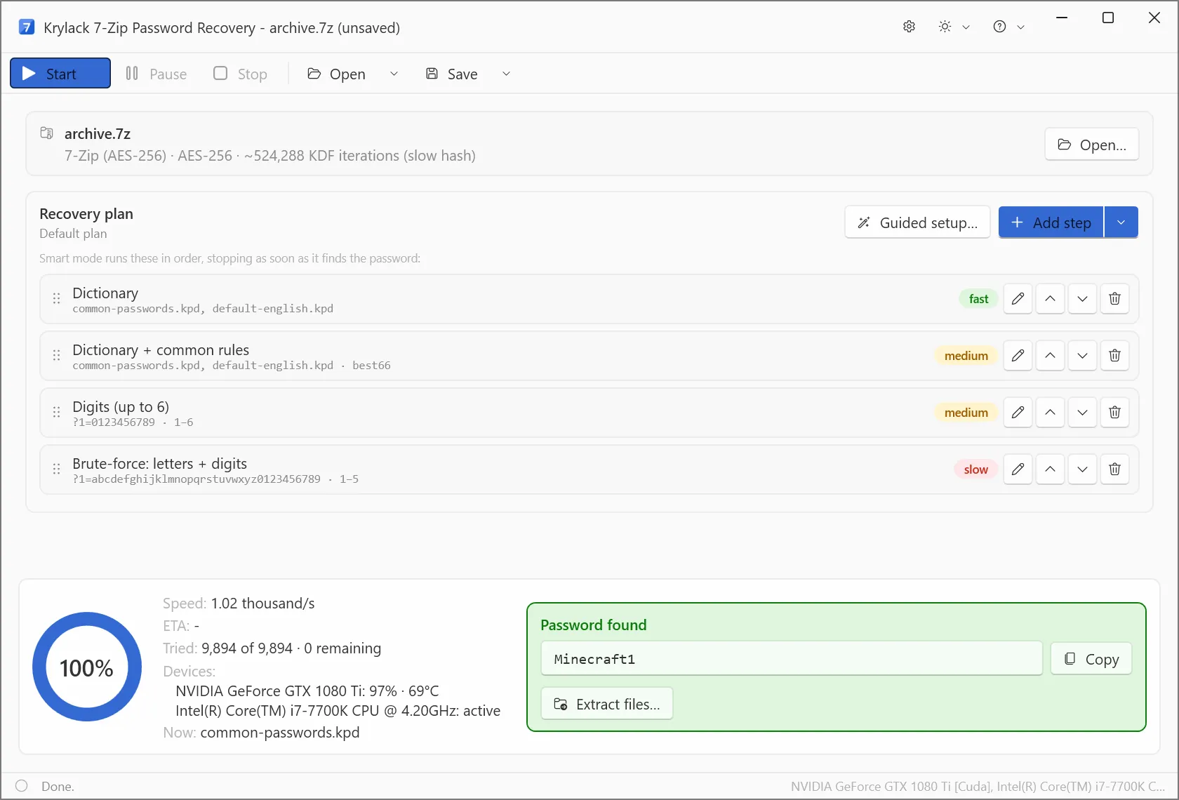 Krylack 7-Zip Password Recovery screenshot