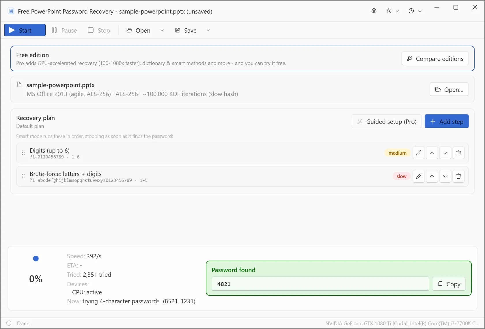 Free PowerPoint Password Recovery screenshot