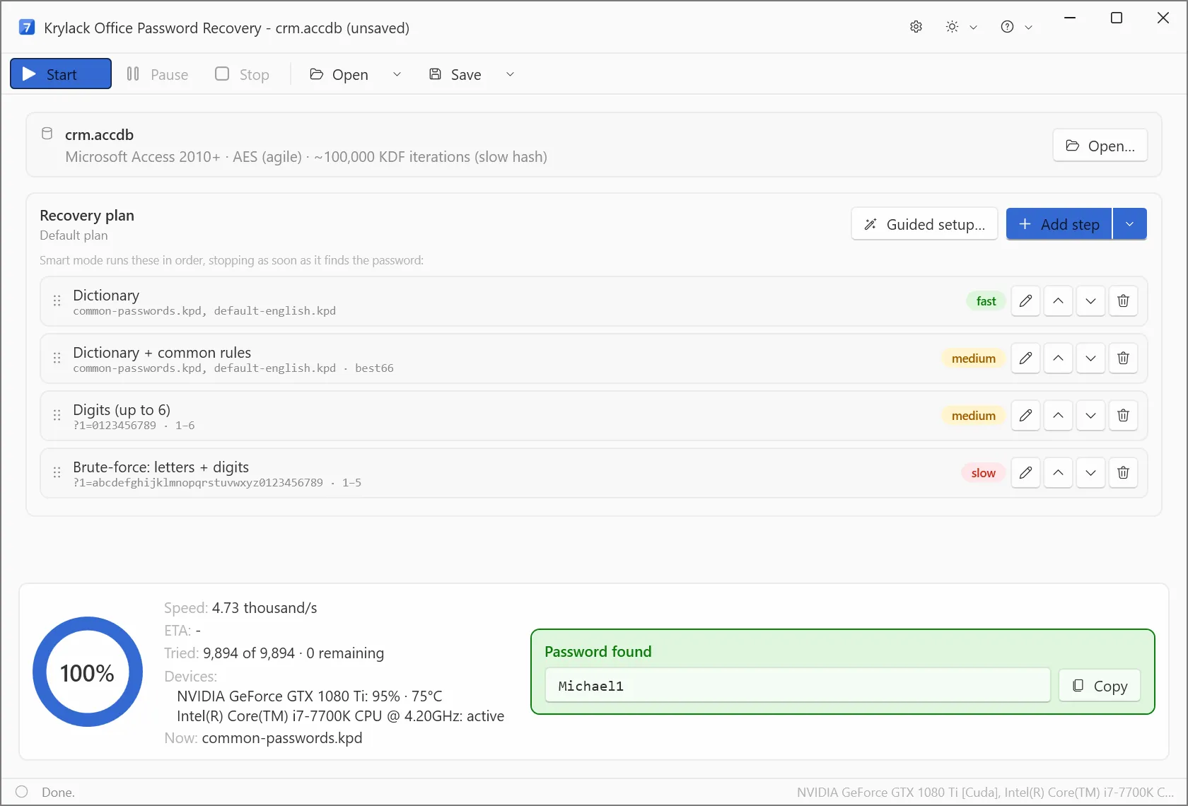 Krylack Office Password Recovery screenshot