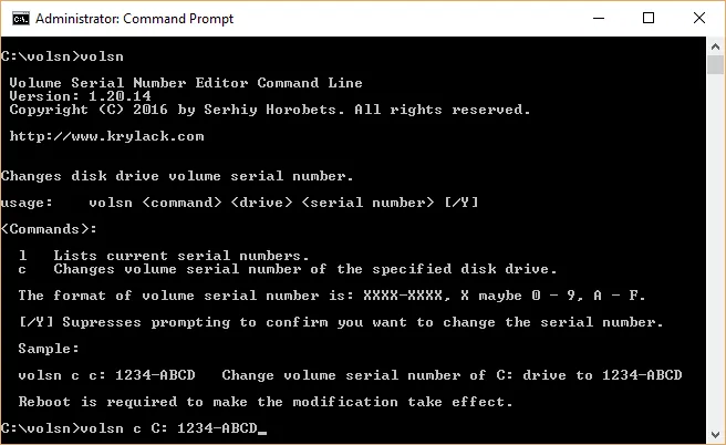 volsn command-line edition screenshot
