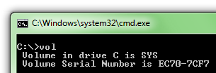 What a volume serial number looks like in Windows